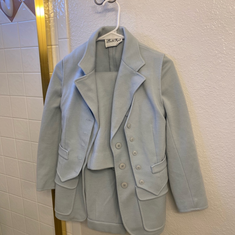 Butte Knit Vintage 50s Blue Wool Blend 2-piece Suit